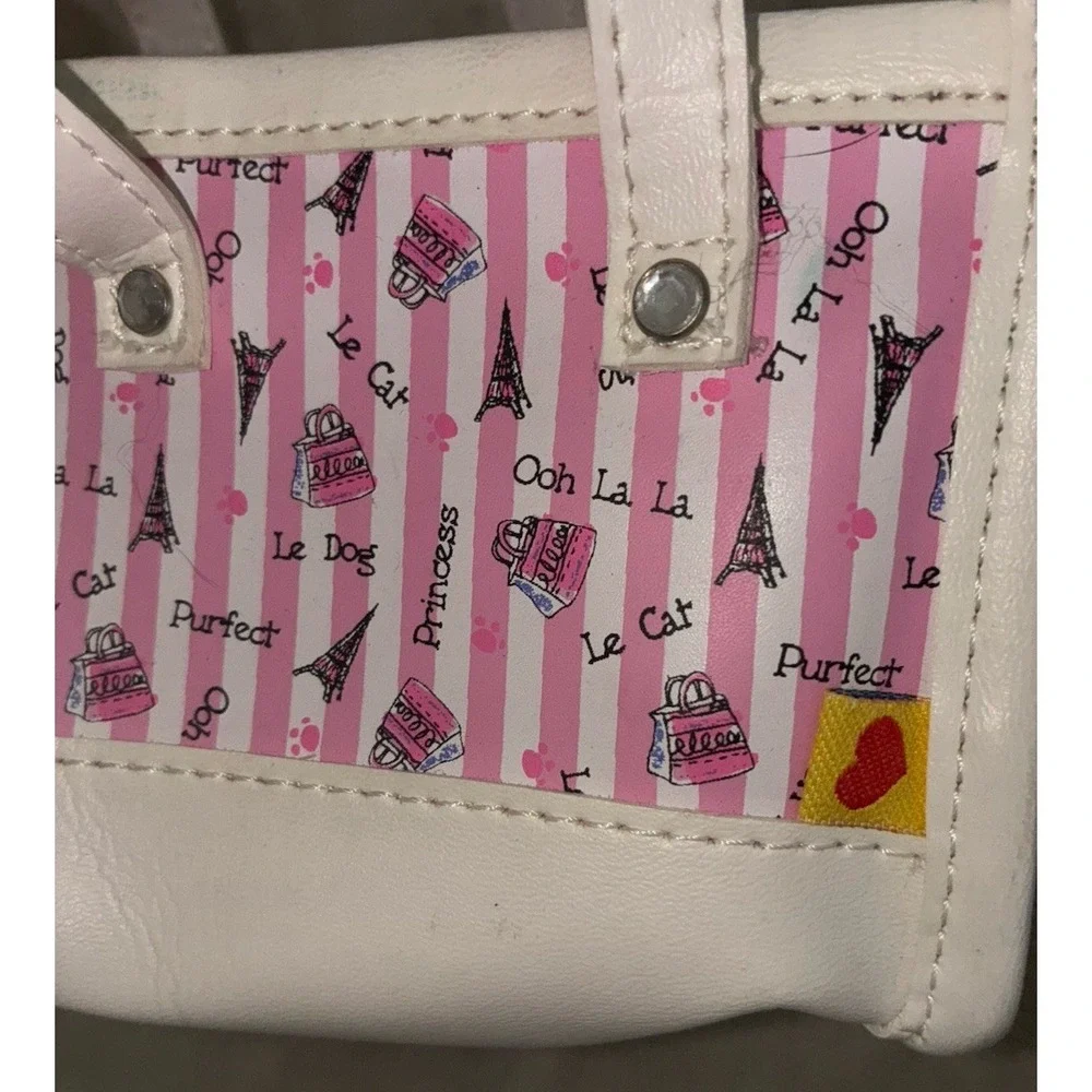 Build A Bear Paris Purse Eiffel Tower Pink White Stripes Hand Bag Dog Cat BABW‎